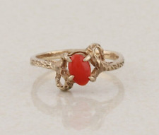 10k Yellow Gold Natural Coral Ring Size 4 1/2