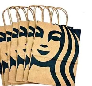Lot Of 10 Starbucks Paper Lunch Gift Bags Shopper 8" x 10" x 4.5" NEW -FREE SHIP - Picture 1 of 2
