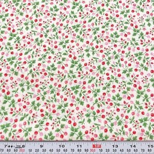 Red & Pink Berries Florals on White Unbranded Cotton Fabric by the HALF YARD - Picture 1 of 2