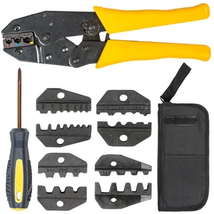 Crimpzange Aderendhülsen Zange 5 Einsätze in Tasche Kabelschuhe Presszange Set - Bild 1 von 4