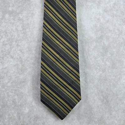 J. Ferrar USA Black Gold Striped Geometric Repp Executive Silk Neck Tie Men's - Image 1 of 4