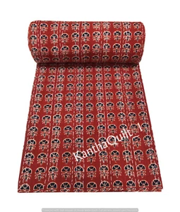 Hand Block Print Kantha Cotton Indian Handmade Bedspread Quilt Throw Blanket - Picture 1 of 5