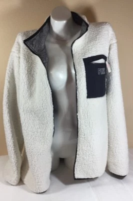 Victoria's Secret PINK Sherpa Fleece Full Zip Jacket Reversible Anorak Coat L - Изображение 1 из 4