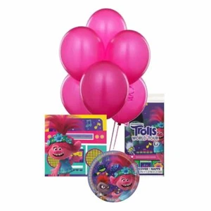 Trolls World Tour Birthday Party Package Plates Napkins Table Cover Balloons New - Picture 1 of 1