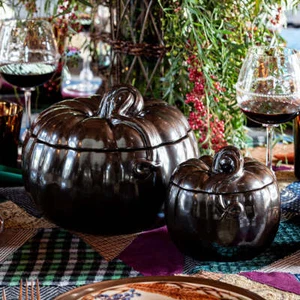 Juliska Pewter Stoneware Pumpkin Serving Bowl (9" & 6") - Picture 1 of 11
