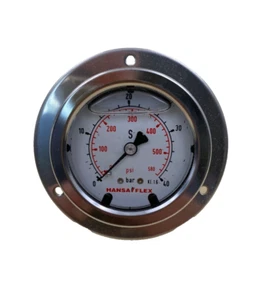 Manometer mit Frontring  40 bar  1/4" Anschluss hinten  Ø 63mm  Glycerin Kl. 1.6 - Picture 1 of 3