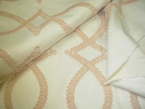 2 YDS DESIGNER EMBROIDERED RIBBONS ON UPHOLSTERY DRAPERY FABRIC FOR LESS - Picture 1 of 3