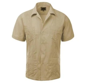 Men Guayabera Original Cuban Short sleeve dress shirt, Wedding Cigar Bartender - Picture 1 of 29