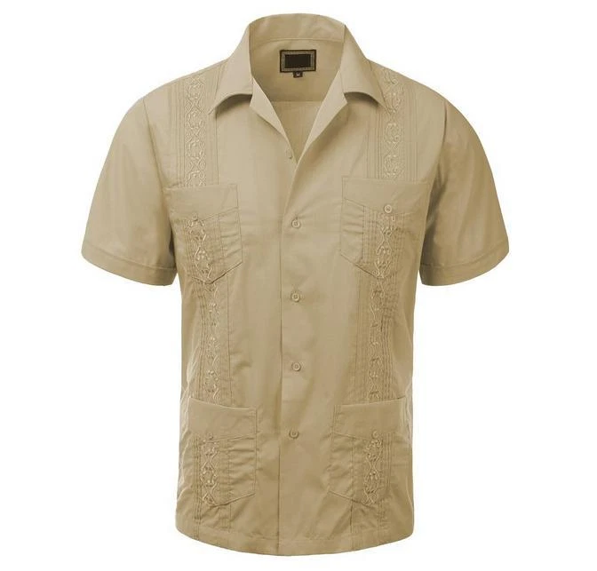 Boys Embroidered Guayabera Original Cuban Short sleeve dress shirt Wedding Party - Image 1 of 1