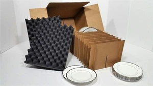 Dish Pack Kit Shipping Storage Box Moving holds 12 Plates up to 9" (LOT OF 2) - Picture 1 of 5