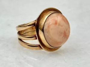 Vintage 14K Yellow Gold Orange Mexican Fire Opal Ring Sz 6.5 - Picture 1 of 7