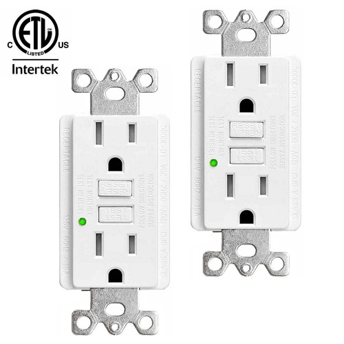 15 Amp GFCI Outlet NonTamperResistant LED Indicator with Wall Plate