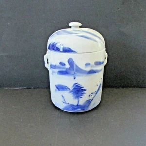 Chinese Old Blue & White Porcelain Ginger Jar Hand Made 2 Lids & 2 small handle - Picture 1 of 12