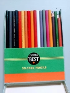 Vintage Dixon Best  Colored Pencils Waterproof Smear Proof Box Of 16 - Picture 1 of 6