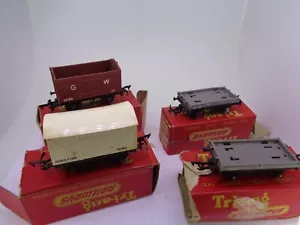 4x Tri-ang Spur O Waggon Fischwagen Güterwagen Bolsterwagen - Bild 1 von 9