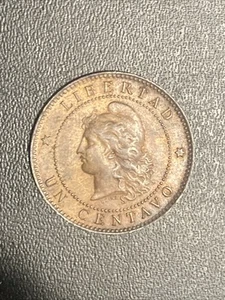 1891 Argentina Un Centavo Coin - Picture 1 of 9