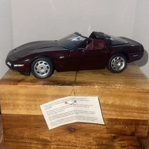 Franklin Mint '93 Chevy Corvette ZR-1 Coupe Targa Dark Ruby 1:24 B11U063 READ - Imagen 1 de 11