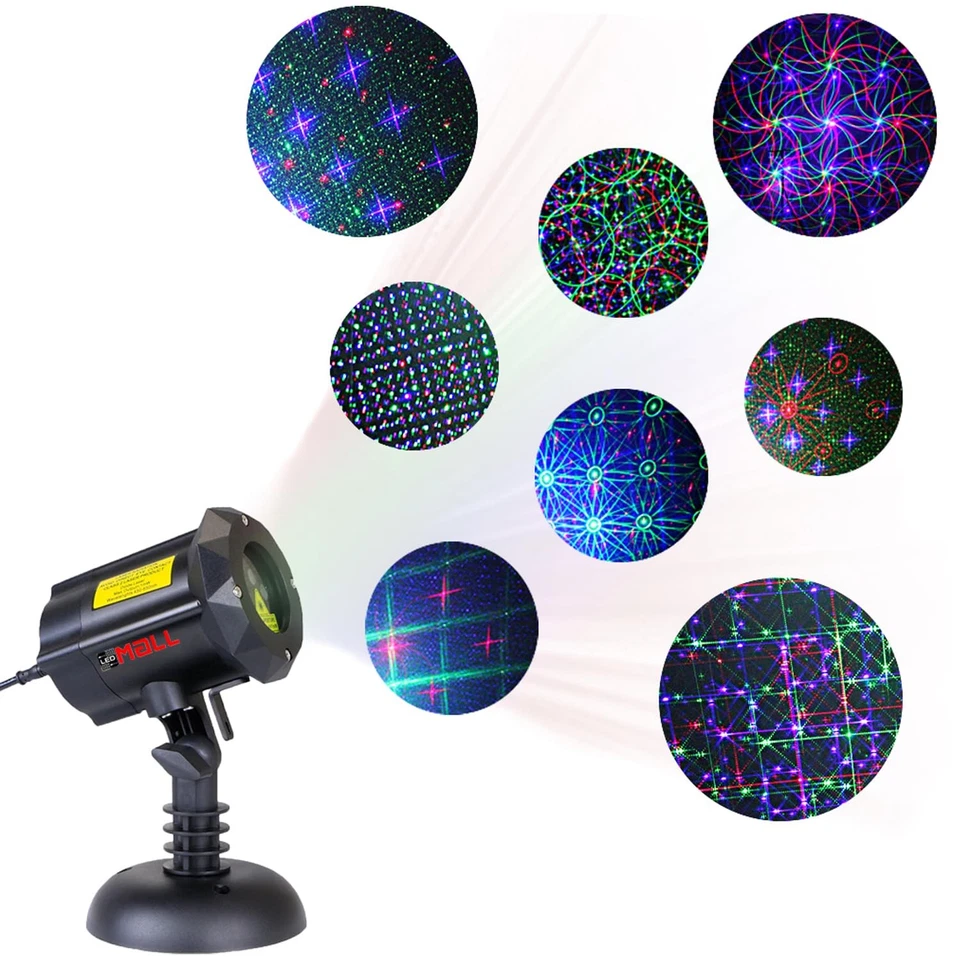 Motion 8 Patterns in 1 Ledmall RGB Outdoor Garden Laser Christmas Lights With RF