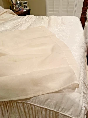 West Elm Sheer  Linen Curtain 48” x 107”  Ivory Set of Two New - Image 1 of 4