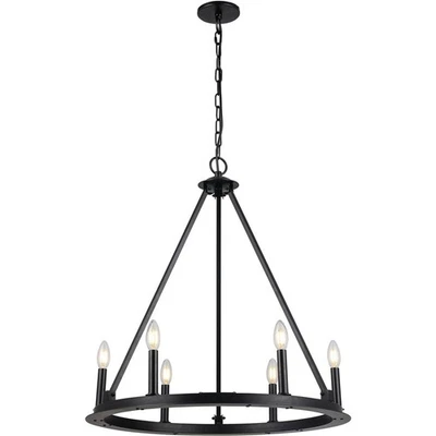 Lámpara de araña Dainolite Lighting CLB-266C-MB Colby negra mate Foto 1 de 4