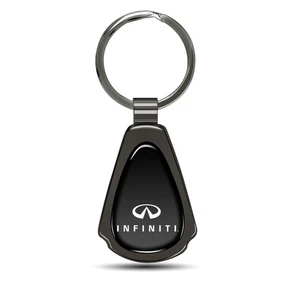 Infiniti Logo Black Dome Gunmetal Black Metal Teardrop Key Chain - Picture 1 of 7