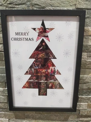 Personalised Christmas Photo Collage Framed Digital Personal message A3 A4 Gift - Image 1 of 4
