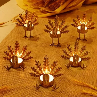 FORUP 6 Pack Metal Turkey Tea Light Candle Holders, Thanksgiving Candle Holder,  - Image 1 of 4
