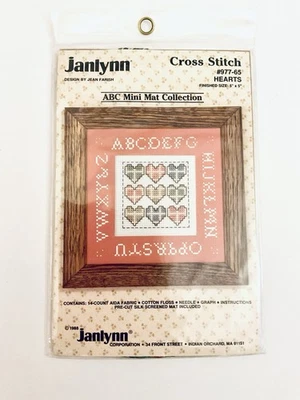1988 JANLYNN ВЫШИВКА КРЕСТИКОМ ABC МИНИ КОВРИК КОЛЛЕКЦИИ СЕРДЦА 5 «X 5» НОВЫЙ СТАРЫЙ ЗАПАС - Изображение 1 из 4