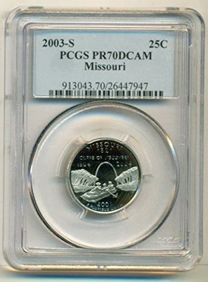 2003 S Clad Missouri State Quarter Proof PR70 DCAM PCGS Blue Label - Image 1 of 2