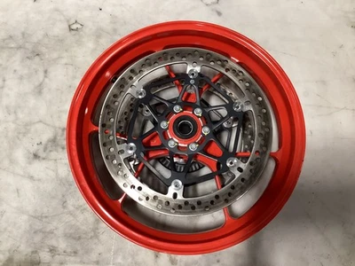 2026 11-26 Aprilia RSV4 1100 TUONO V4 FRONT WHEEL RIM ROTORS BLACK OEM WOBBLES - Image 1 of 2