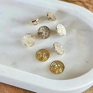 St. John Golden Toned Etched Round Buttons Set - Picture 1 of 5
