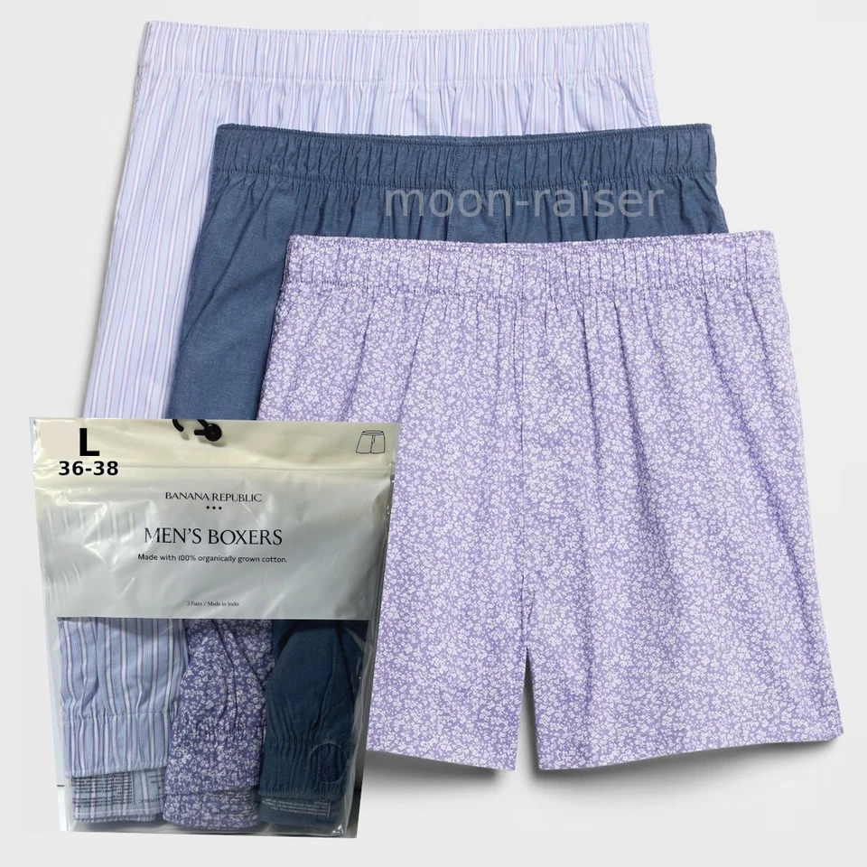 Banana Republic Boxers 3 Pair Men's LARGE Purple Floral Boxer Shorts - Image 1 of 3