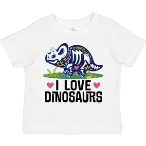 Inktastic Girl Dinosaur I Love Dinosaurs Toddler T-Shirt Girls Childs Cute Child - Picture 1 of 9