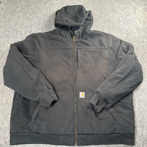 Carhartt Jacket Mens 2XL Black Rain Defender Hooded Full Zip Quilted Workwear - Picture 1 of 14