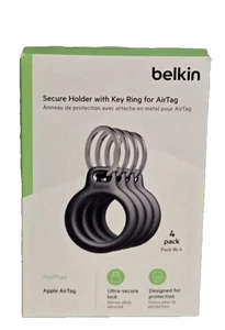 Belkin Support Sécurisé avec Porte-clés pour Apple AirTag Pack de 4 Noir Neuf En Boîte - Photo 1 sur 2