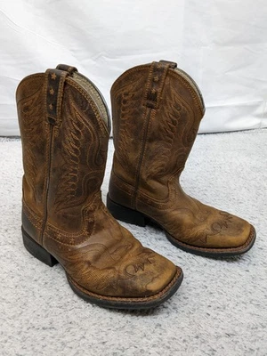 Botas de Vaquero Ariat Niños Talla 12 Cuero Marrón Puntera Cuadrada Western Rodeo 10017313 Foto 1 de 4
