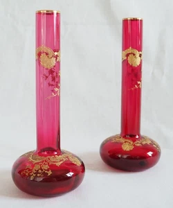 Paire de vases - cristal de Saint Louis rose - Massenet Gold - Picture 1 of 16