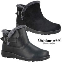 NEW LADIES FAUX FUR GRIP SOLE WOMENS WINTER SNOW ANKLE BOOTS WEDGE SHOES SIZE