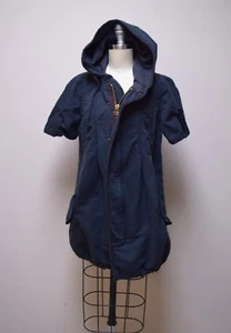 FREE PEOPLE Blk Cotton Twill Short Sleeve Cotton Twill Hoodie Jacket Coat Size 6 - Picture 1 of 8