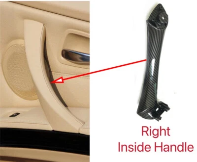 Right Carbon Style Interior Door Pull Handle Trim Fit BMW E90 E91 3 Series 04-12 - Image 1 of 4