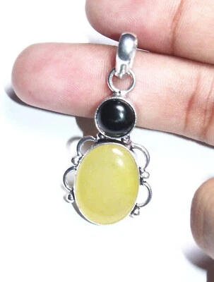 Piedra preciosa de ónix negro de calcita hecha a mano joyería pandant tamaño 1,5 pulgadas Foto 1 de 4