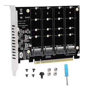 M.2 NVME SSD To PCIE X16 Adapter 4 Port NVMe To PCI-e Host Expansion Card Kit - Picture 1 of 9