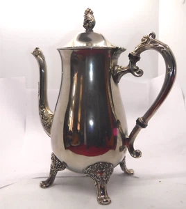 ☕ Vintage versilberte Kaffeekanne mit verzierten Füßen & Griff - Mid Century - Bild 1 von 2