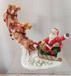 Weihnachtsmann mit Rentieren THC Vintage Vintage 1994 NOS Resin Figur 7,5" Weihnachten - Bild 1 von 6