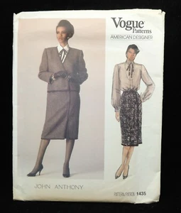 Vtg Vogue Designer John Anthony Sewing Pattern 1435 Skirt Jacket Size 8 Uncut - Picture 1 of 5
