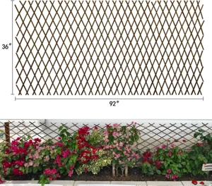 Expandable Garden Trellis Plant Support Willow Lattice Fence Panel for Climbing - Picture 1 of 12