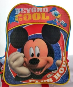 Disney Mickey Mouse 12" Backpack Travel Preschool Toddler Kids Book Bag Blue Red - Picture 1 of 6