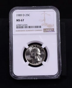 1989-D Washington Quarter - NGC MS67 (#53840-L) - Picture 1 of 13