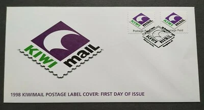 1998 New Zealand Kiwimail Postage Label 2v Stamps FDC (best buy) - Image 1 of 3