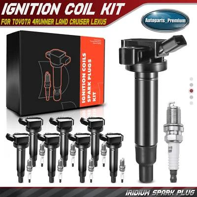 Kit de 8 bobinas de encendido y 8 bujías de iridio para Toyota Tundra 2000-2009 4Runner Foto 1 de 4